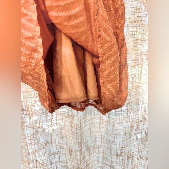 Lace Halter Peach Tank Top Blouse with Keyhole Closing on back. - Picture 8 of 8